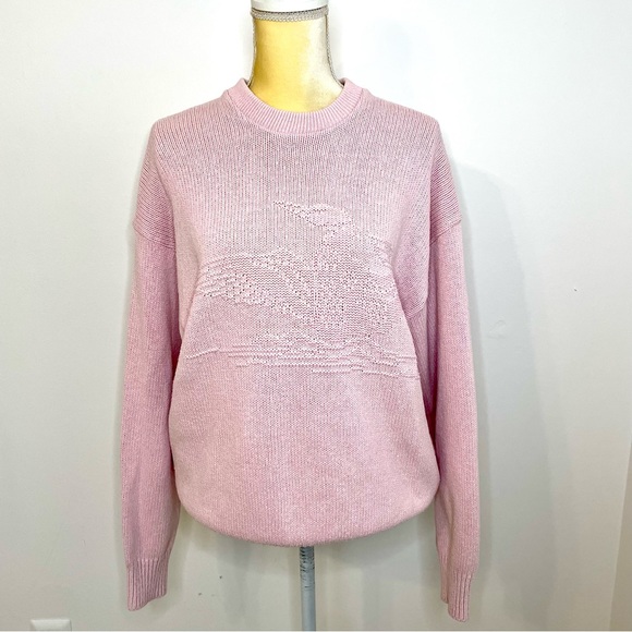 Vintage Parkhurst Duck Sweater Crew neck Twee Embossed L Baby Pink Cottagecore - Picture 6 of 14
